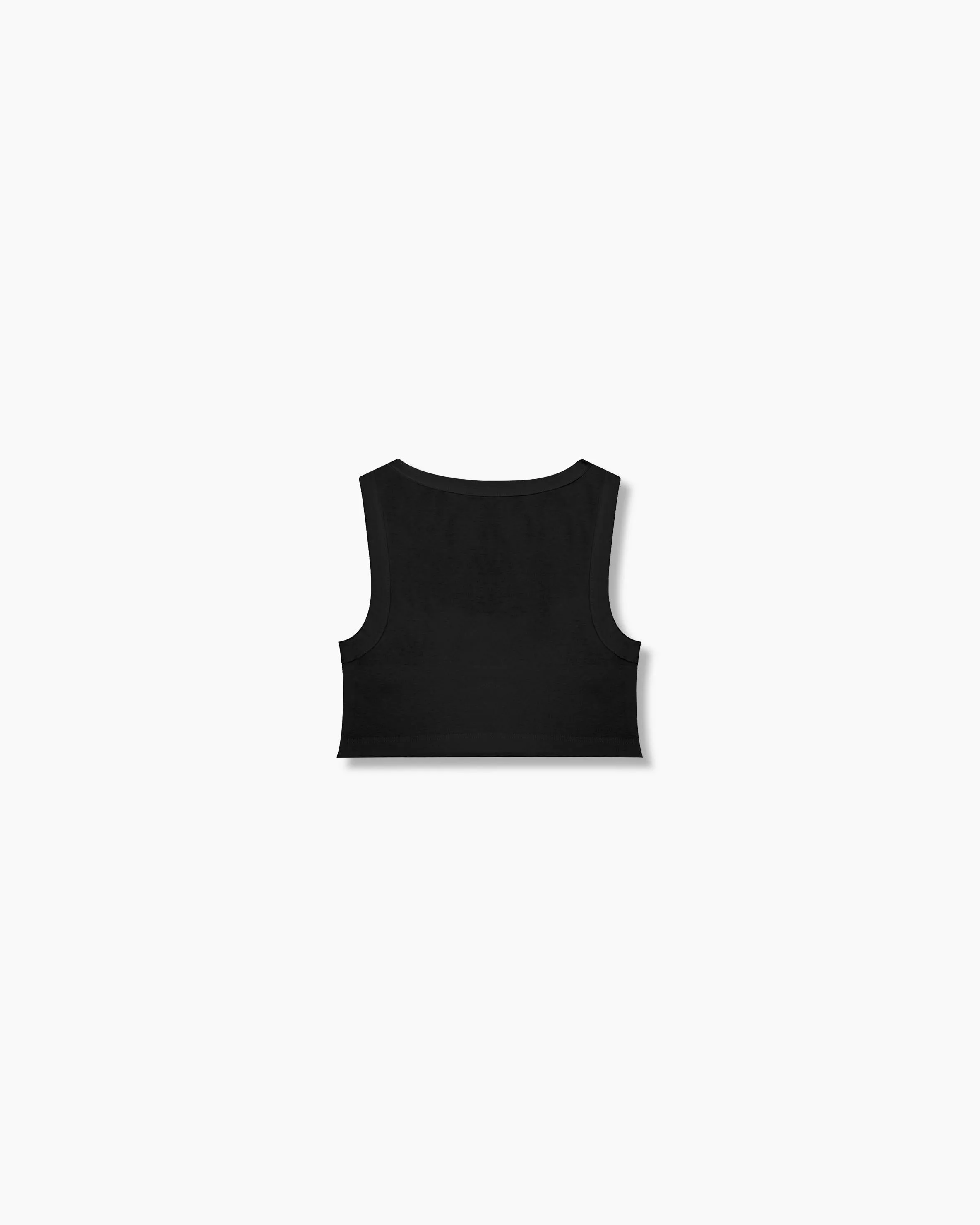 Cropped Cotton Rib Tank Top - Obsidian