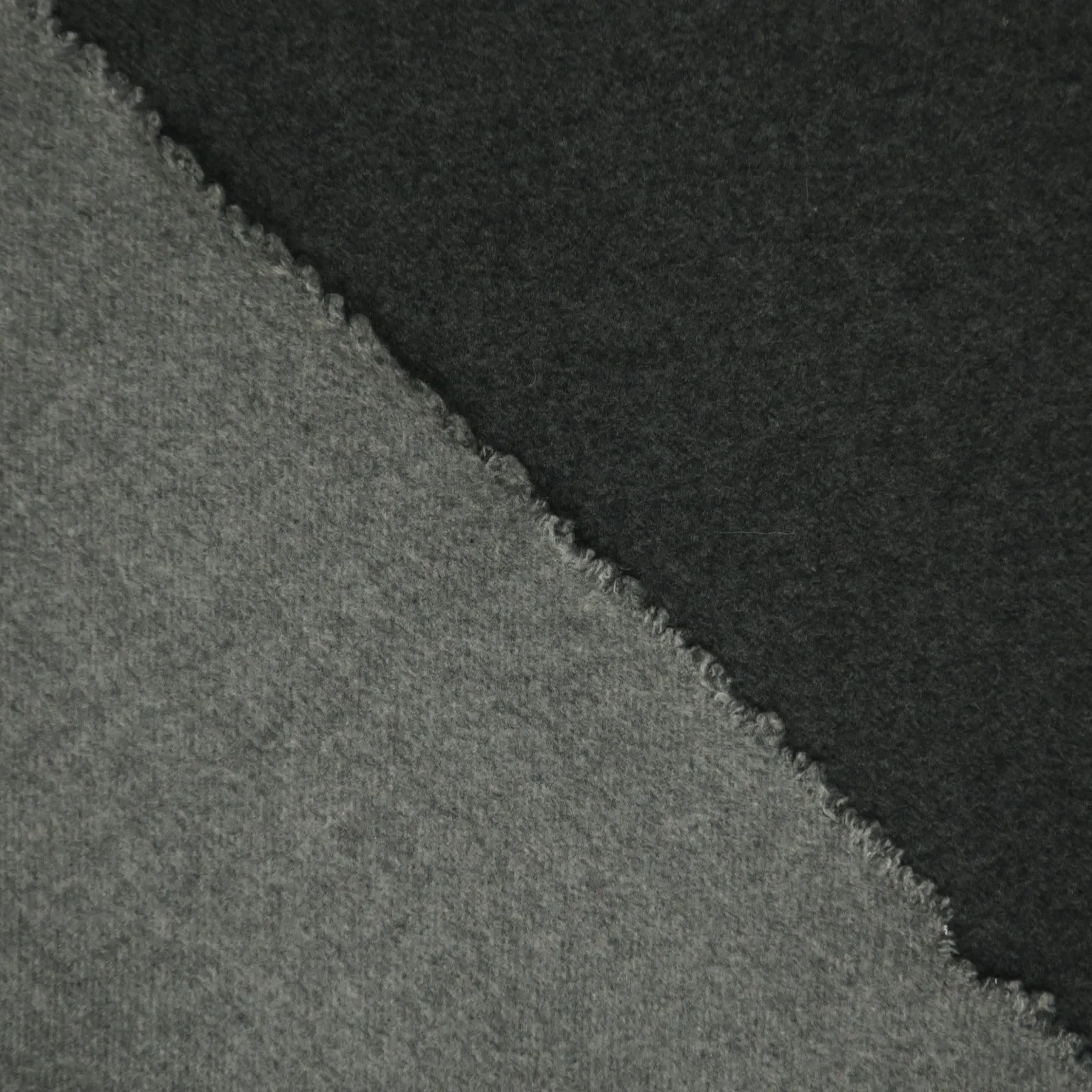 Dark Grey and Grey Solid Double Faced Polyester & Wool Blend Fabric