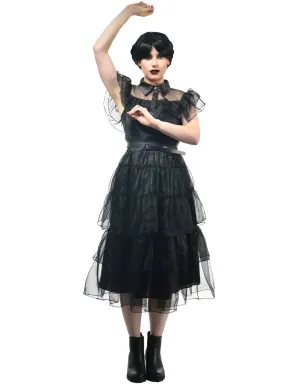 Deluxe Womens Wednesday Addams Party Dress Costume