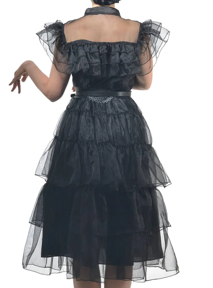 Deluxe Womens Wednesday Addams Party Dress Costume