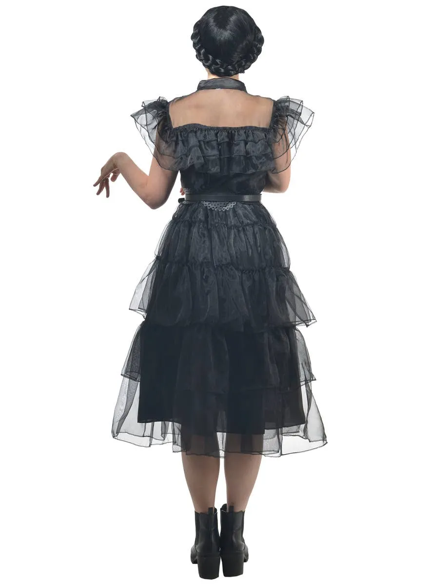 Deluxe Womens Wednesday Addams Party Dress Costume