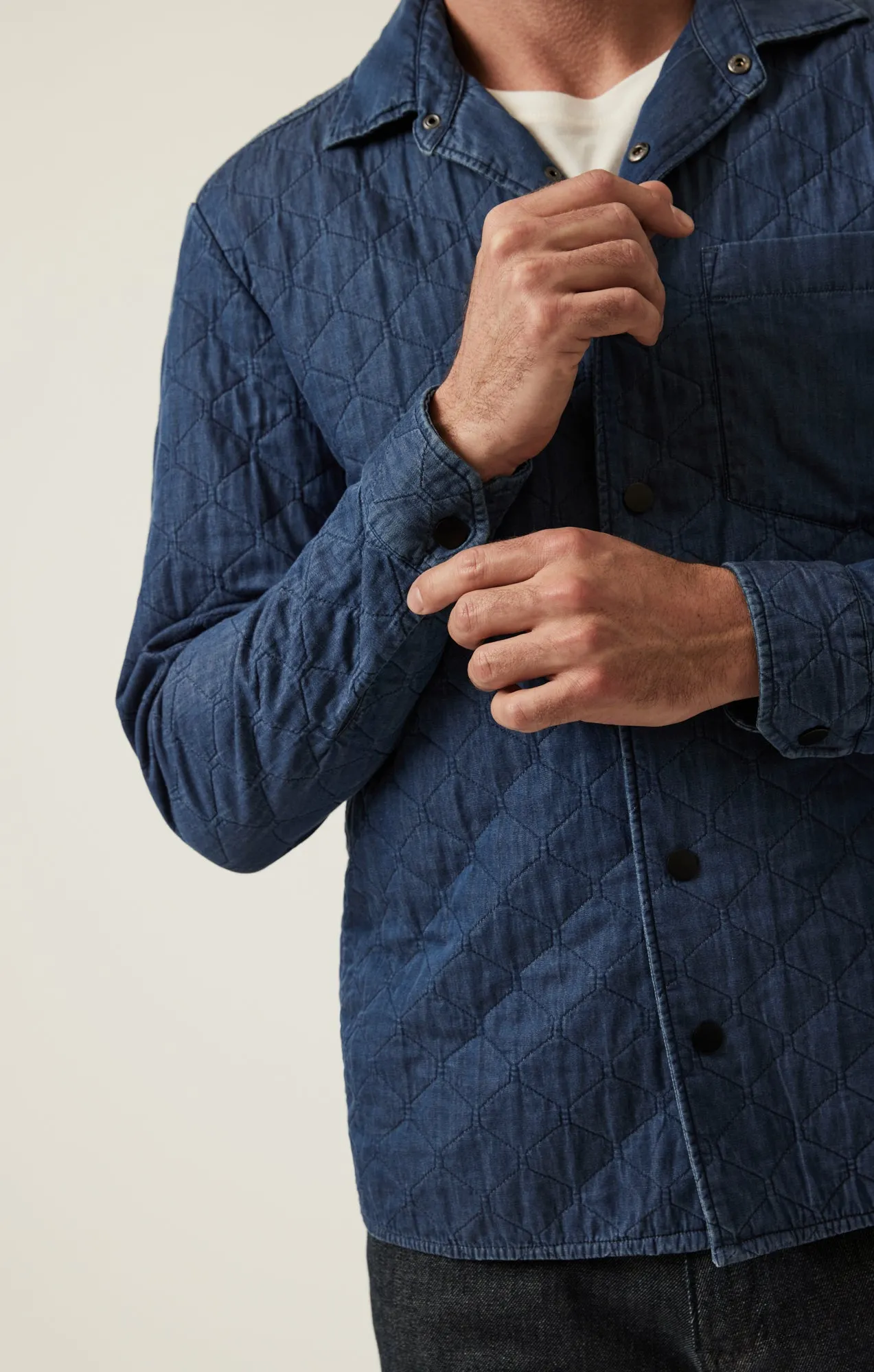 Denim Quilted Overshirt In Indigo