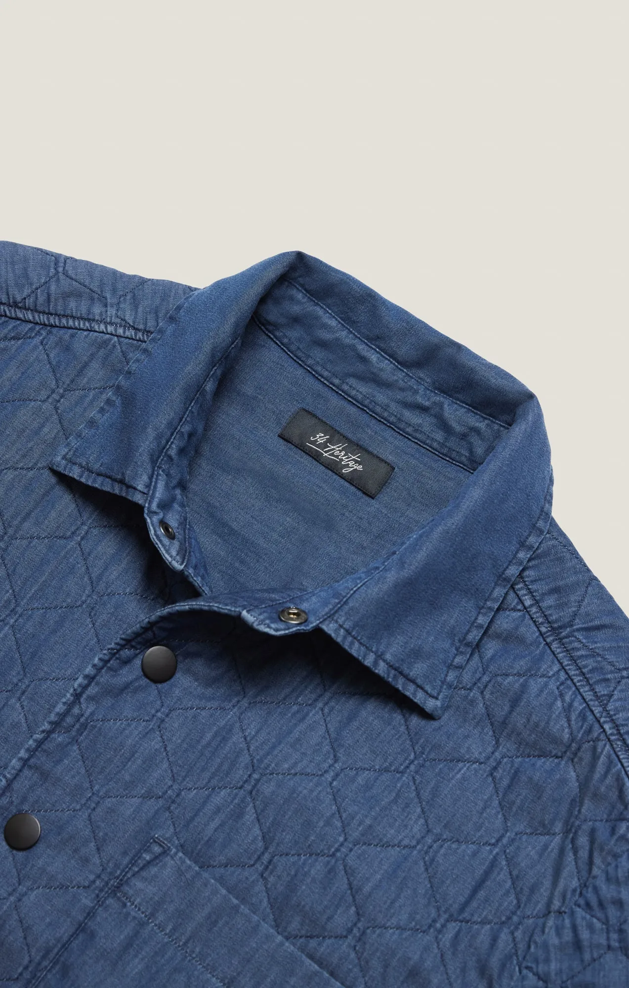 Denim Quilted Overshirt In Indigo