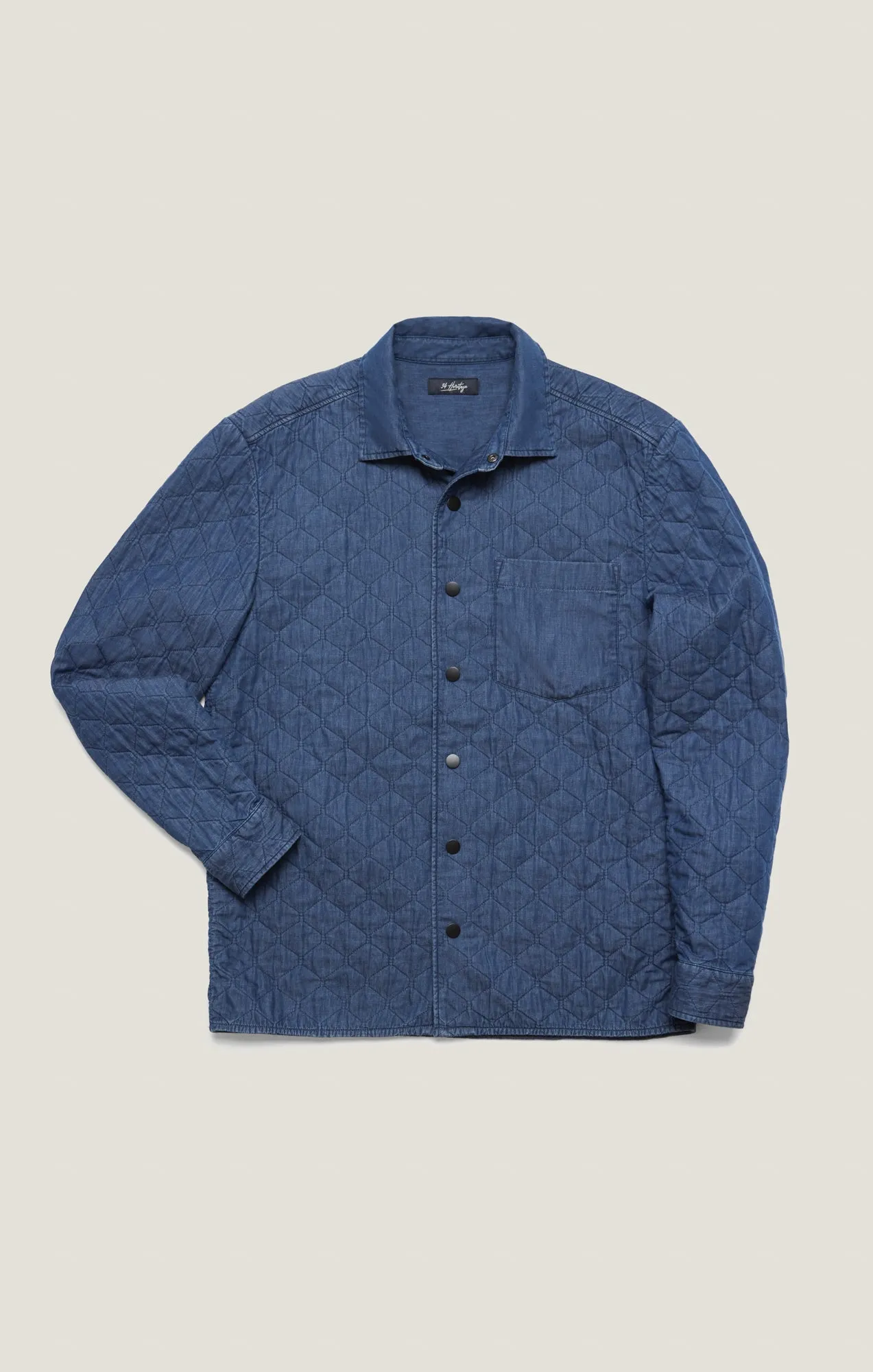 Denim Quilted Overshirt In Indigo