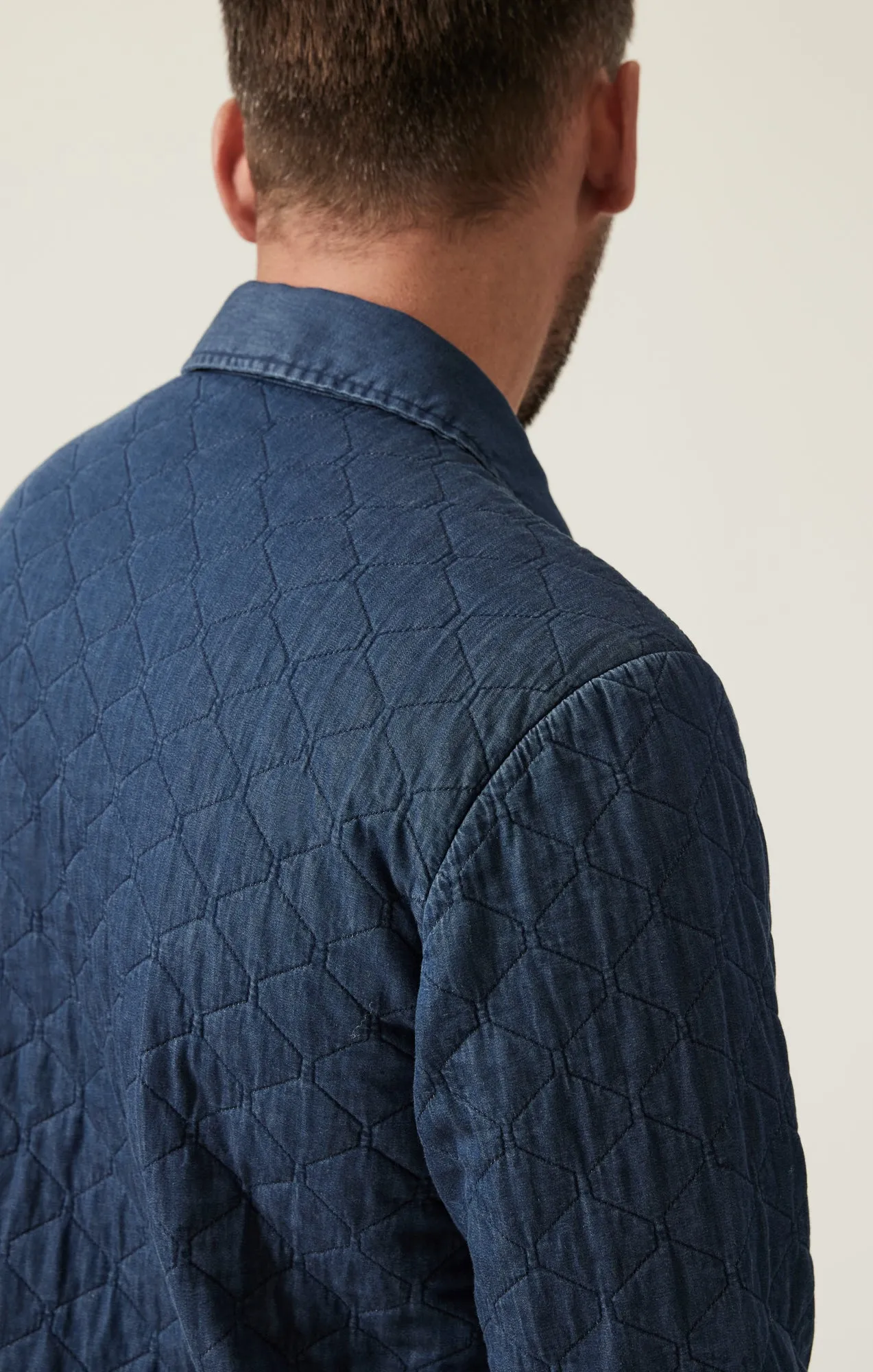 Denim Quilted Overshirt In Indigo