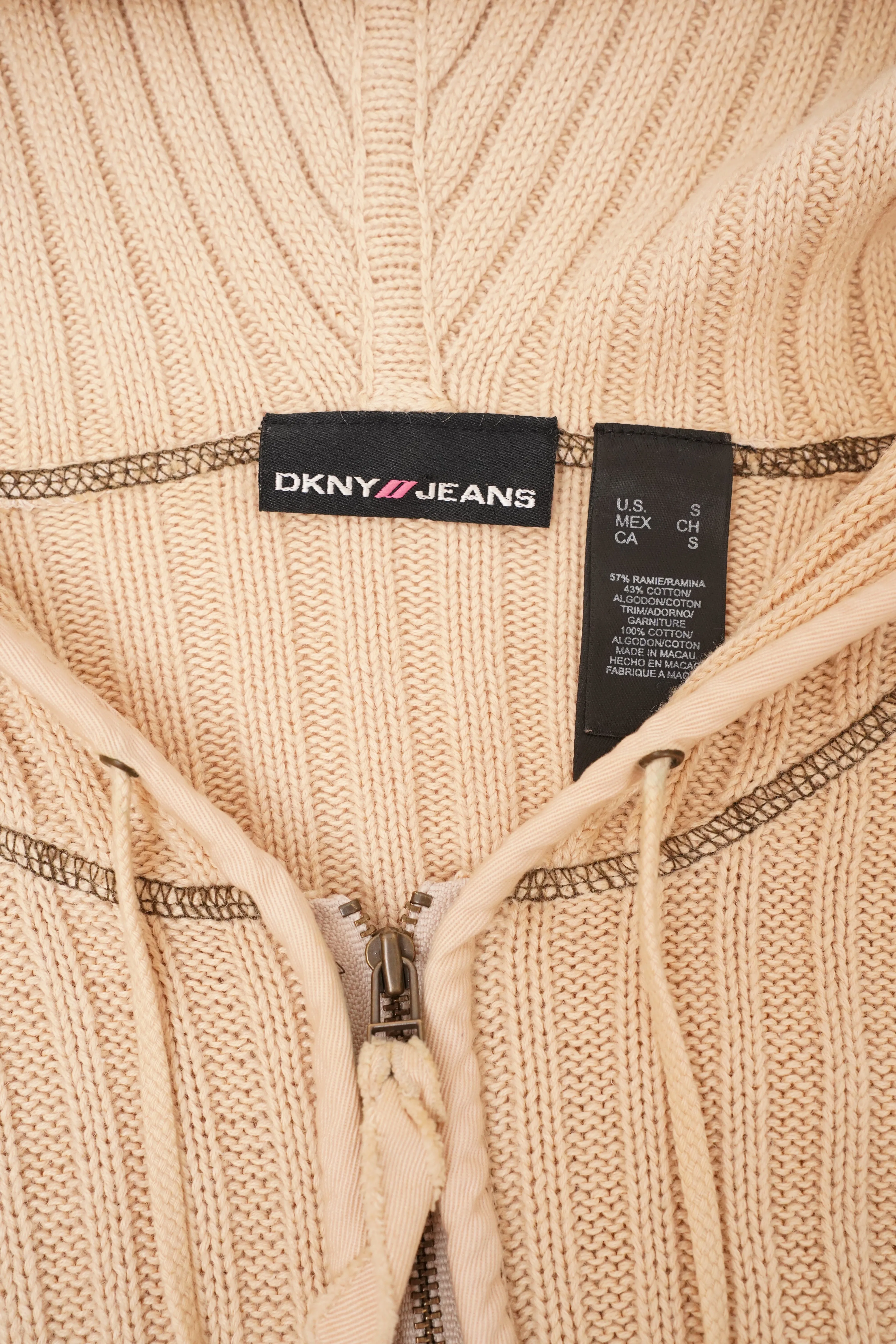 “DKNY JEANS” -Rib Knit Zip Parka-