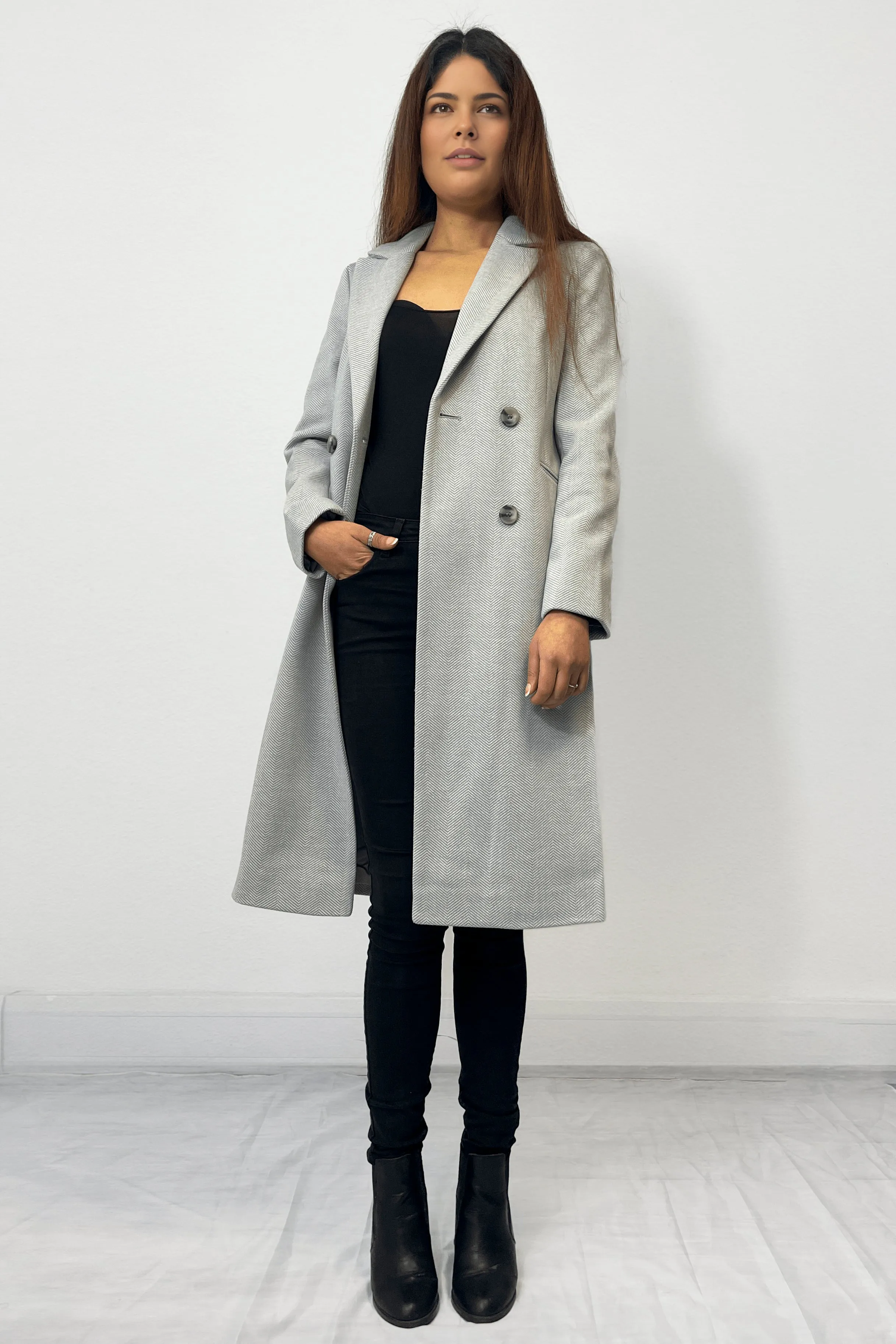 Double Breasted Smart Coat GREY