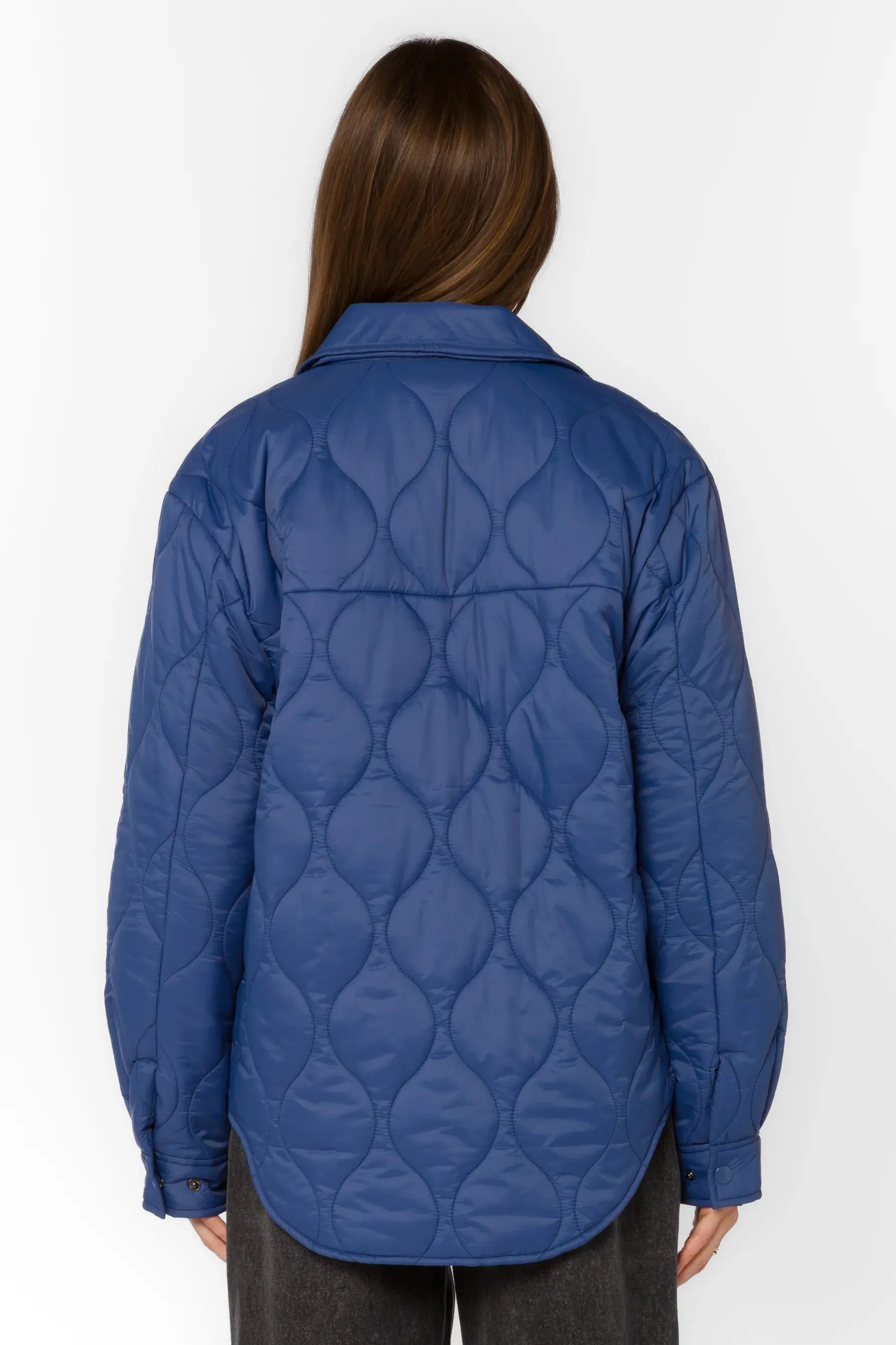 Eleanor Puffer Shacket in Deep Cobalt