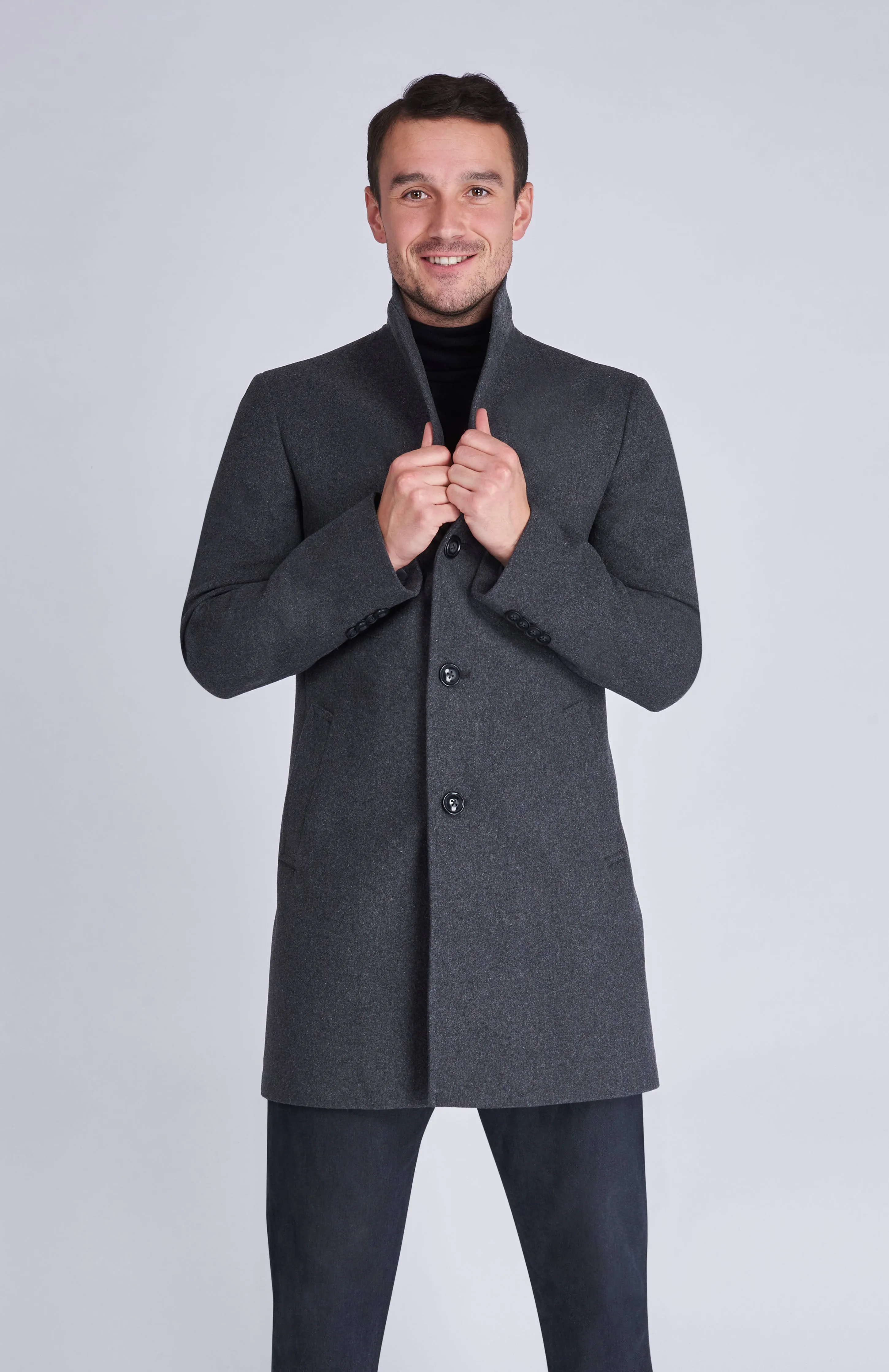 EVERETT Single Breasted Grey Wool Coat