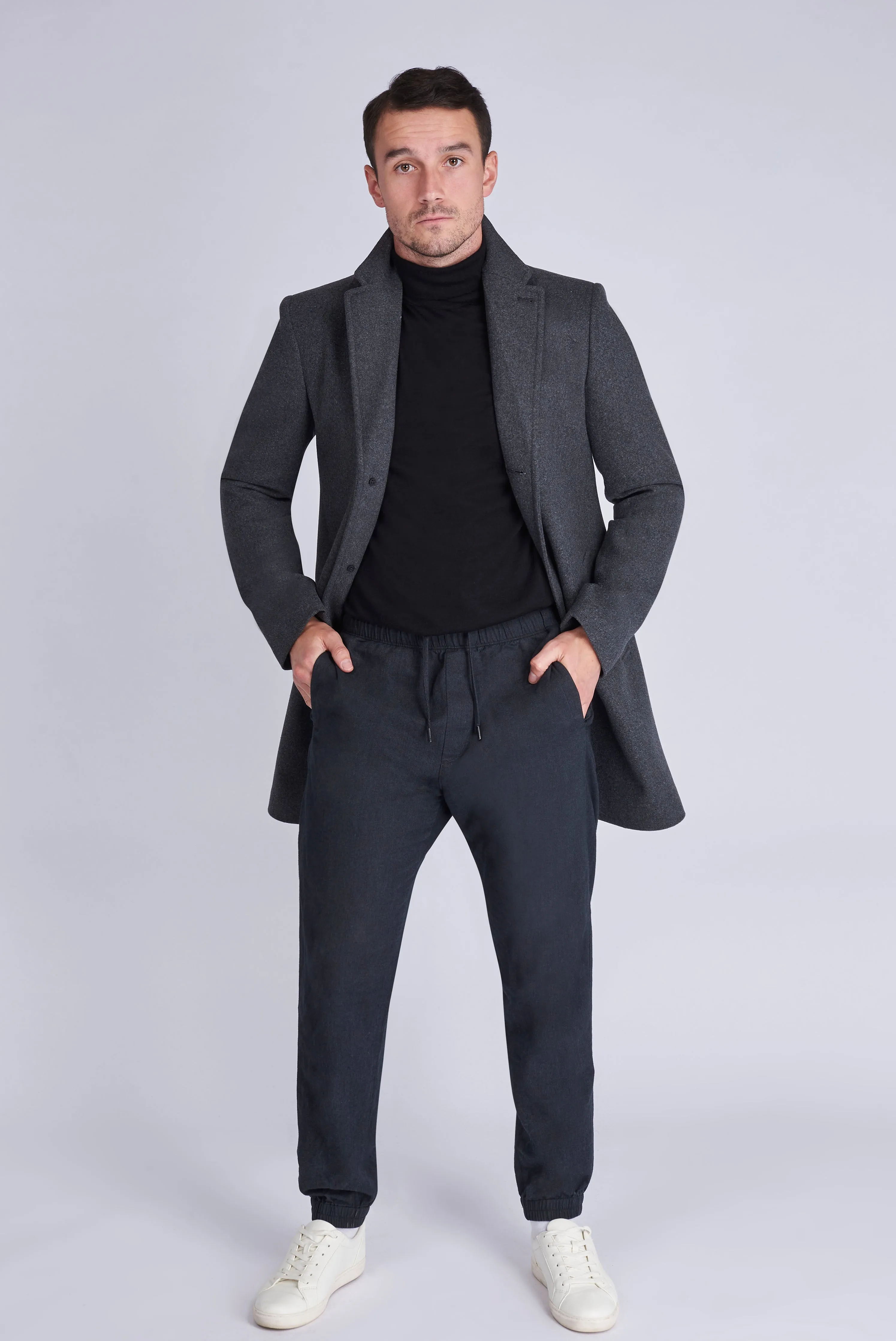 EVERETT Single Breasted Grey Wool Coat