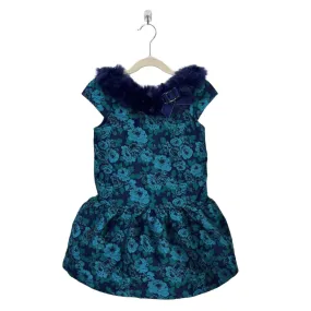 Floral Fur Collar Dress