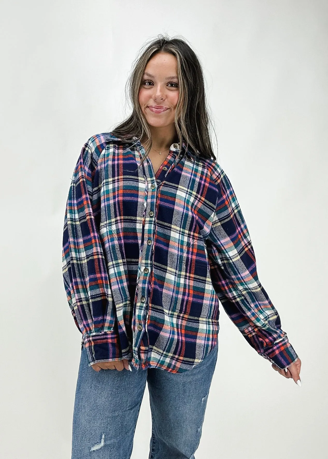 Free People Girl Meets Boy Plaid Shirt