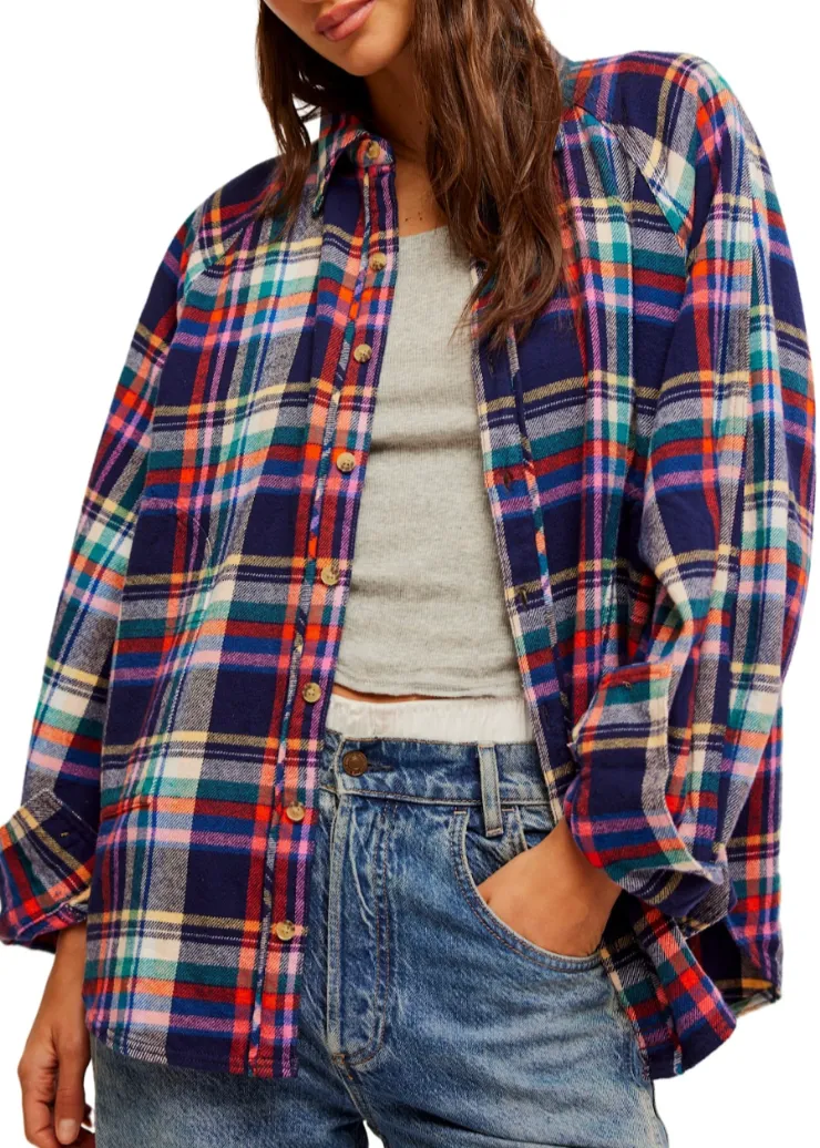 Free People Girl Meets Boy Plaid Shirt