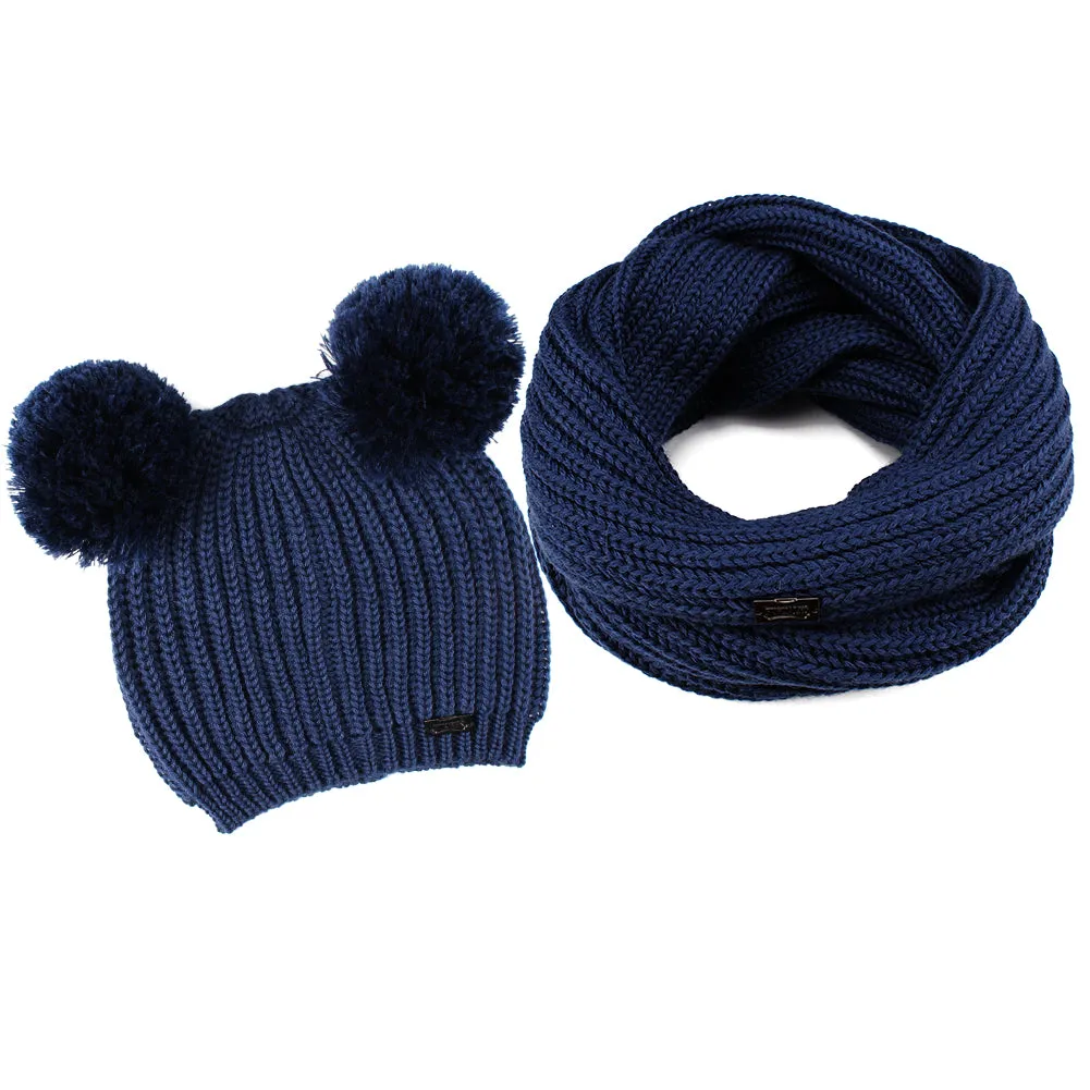 FURTALK Winter Kids Bobble Yarn Pom Hat and Scarf Set Drop Shipping HTWL082