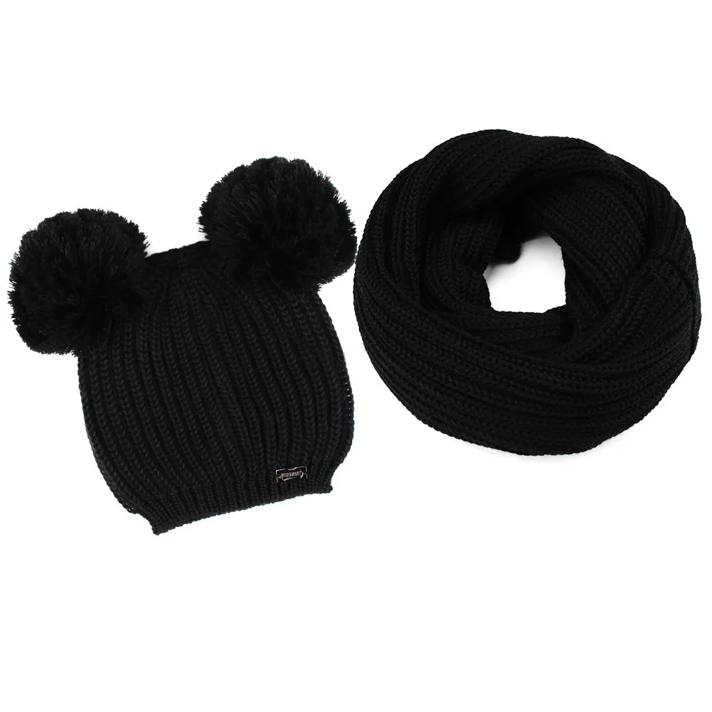 FURTALK Winter Kids Bobble Yarn Pom Hat and Scarf Set Drop Shipping HTWL082