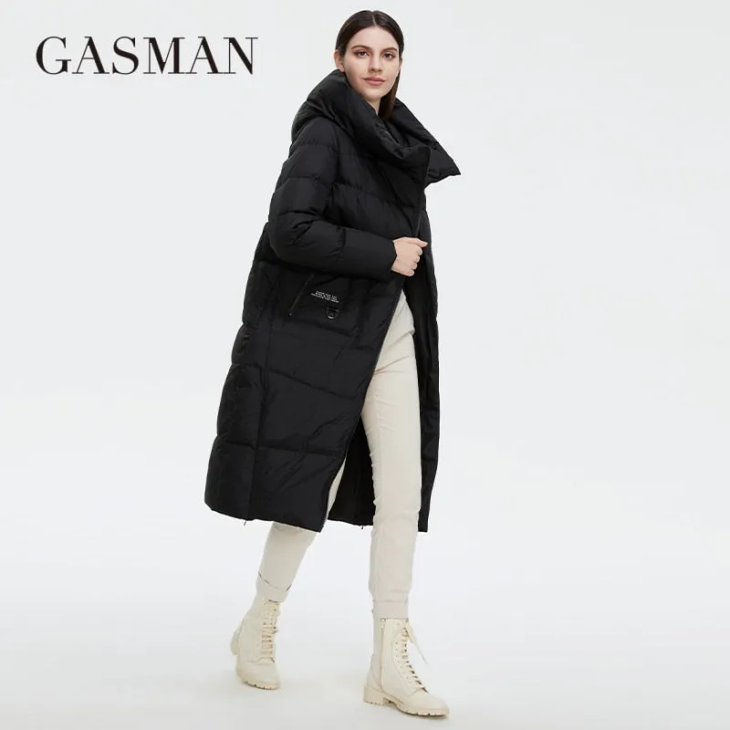 Gasman 2022 New Winter Down Jacket Women Long Thick Coat Hooded Puffer