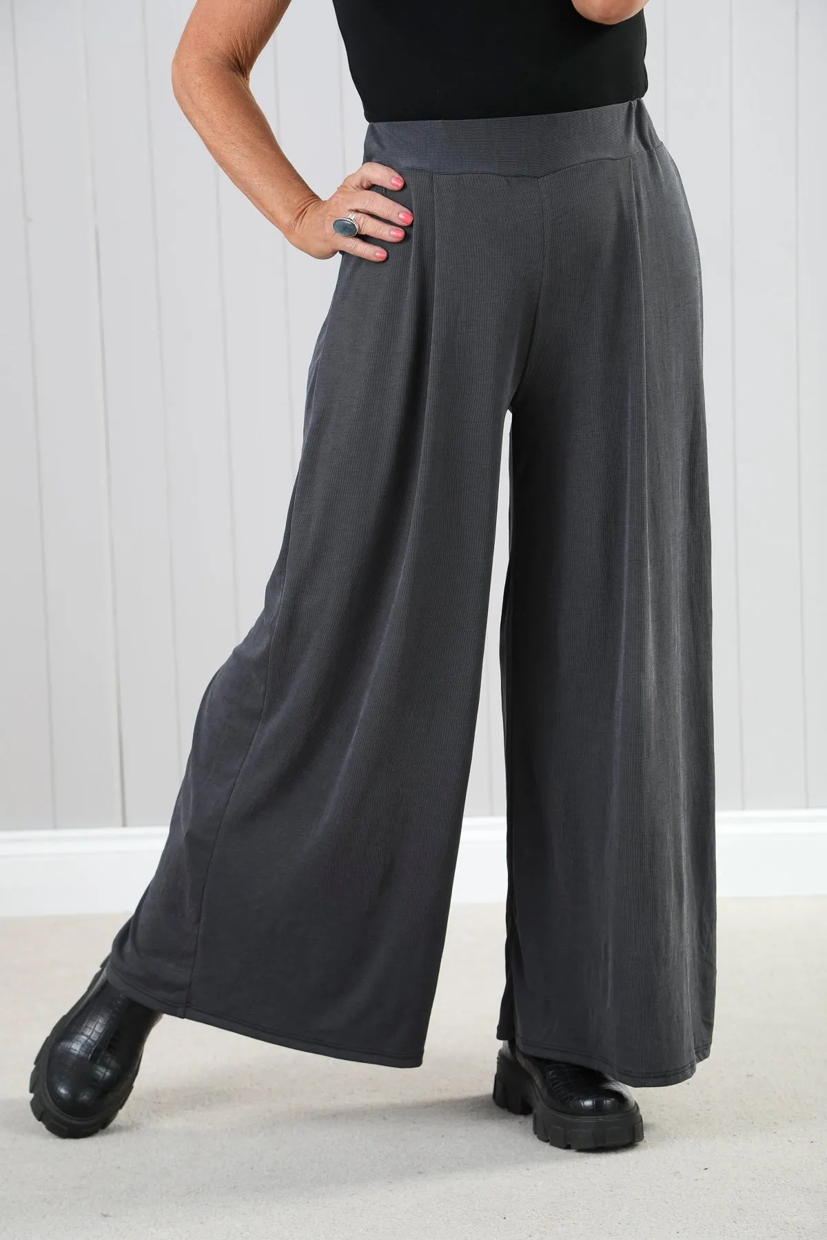 Goose Island 4571 Sorrento Plain Fine Ribbed Stretchy Wide Leg Trousers (4 Colours)