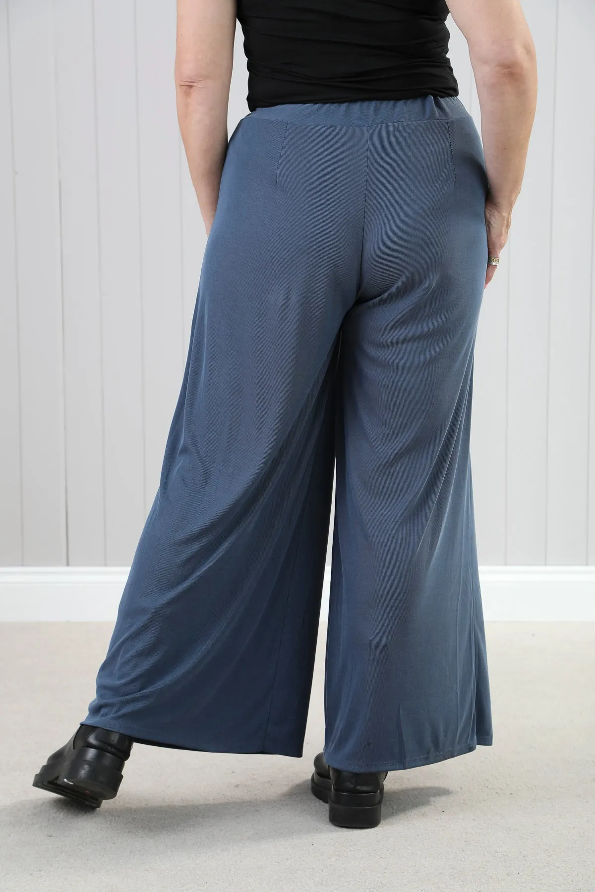 Goose Island 4571 Sorrento Plain Fine Ribbed Stretchy Wide Leg Trousers (4 Colours)