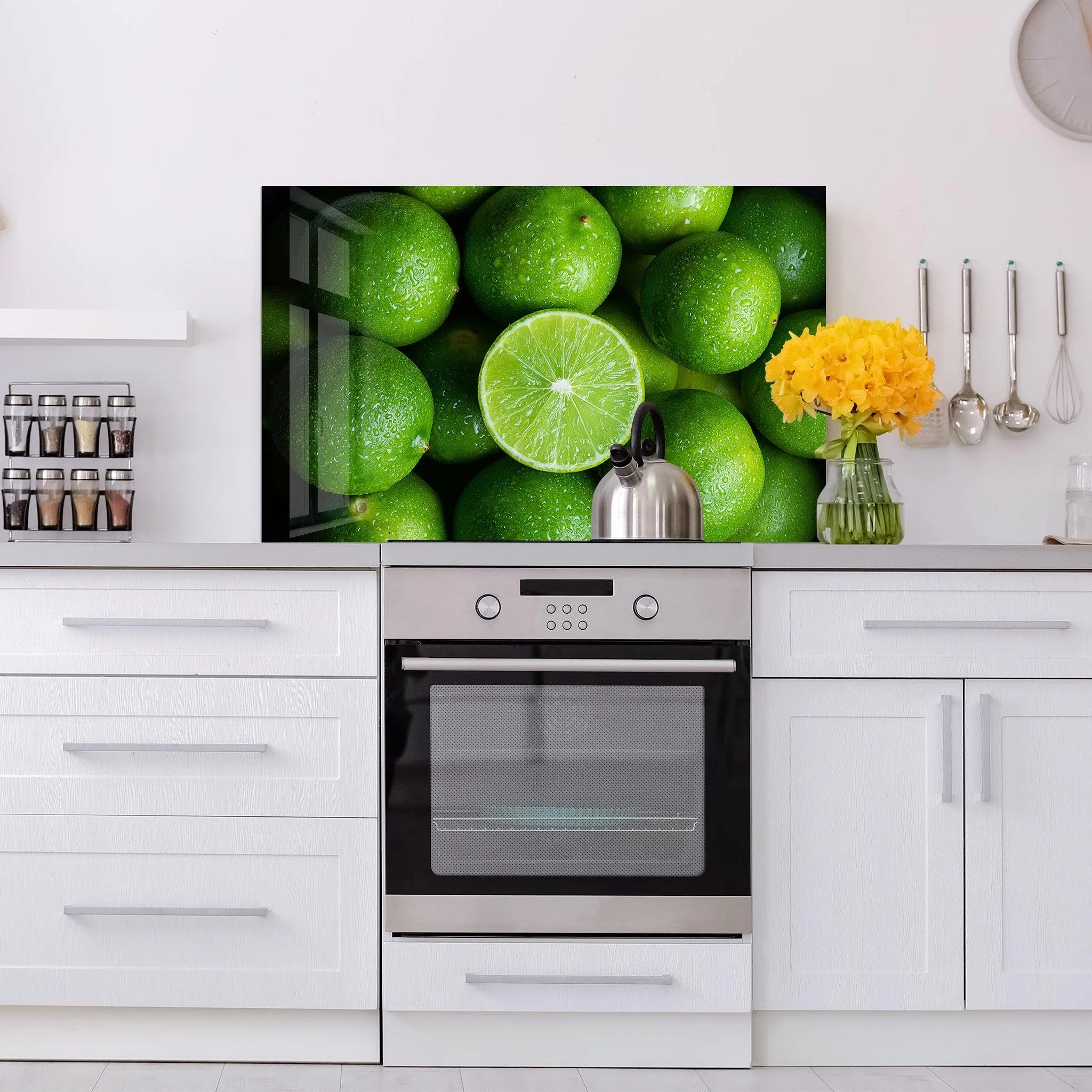 Green Limes | Glass Printed Backsplash for your Kitchen