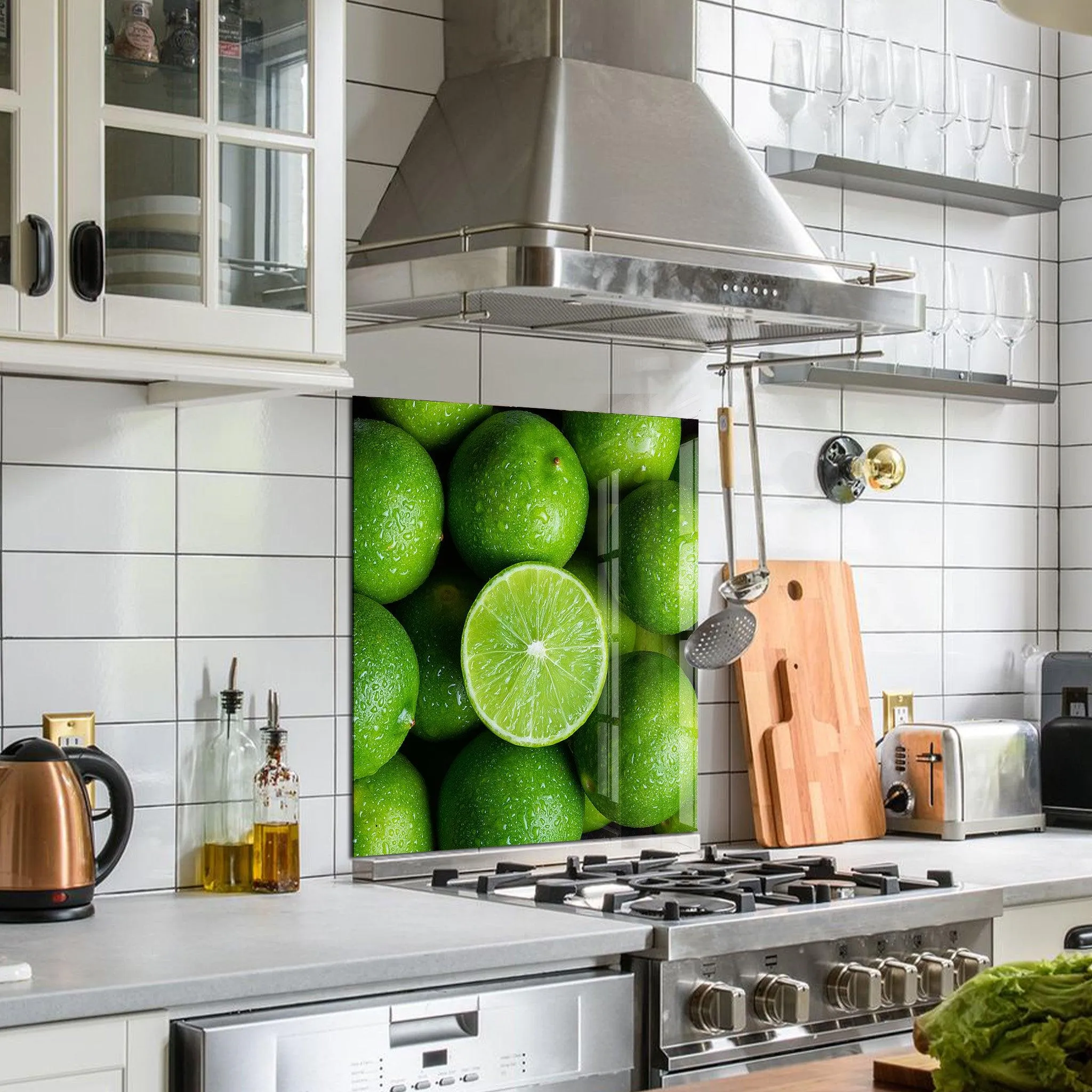 Green Limes | Glass Printed Backsplash for your Kitchen