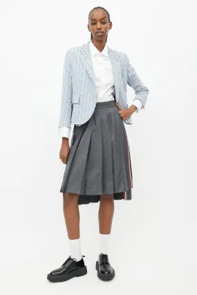 Grey Pleated Midi Skirt