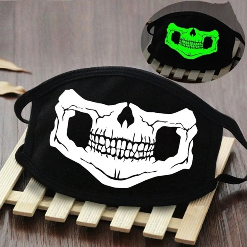 Halloween Skull Ghost Glowing Black Mask For Face Women Fashion Luminous Face Mask Washable Reusable Mascarillas Faciales