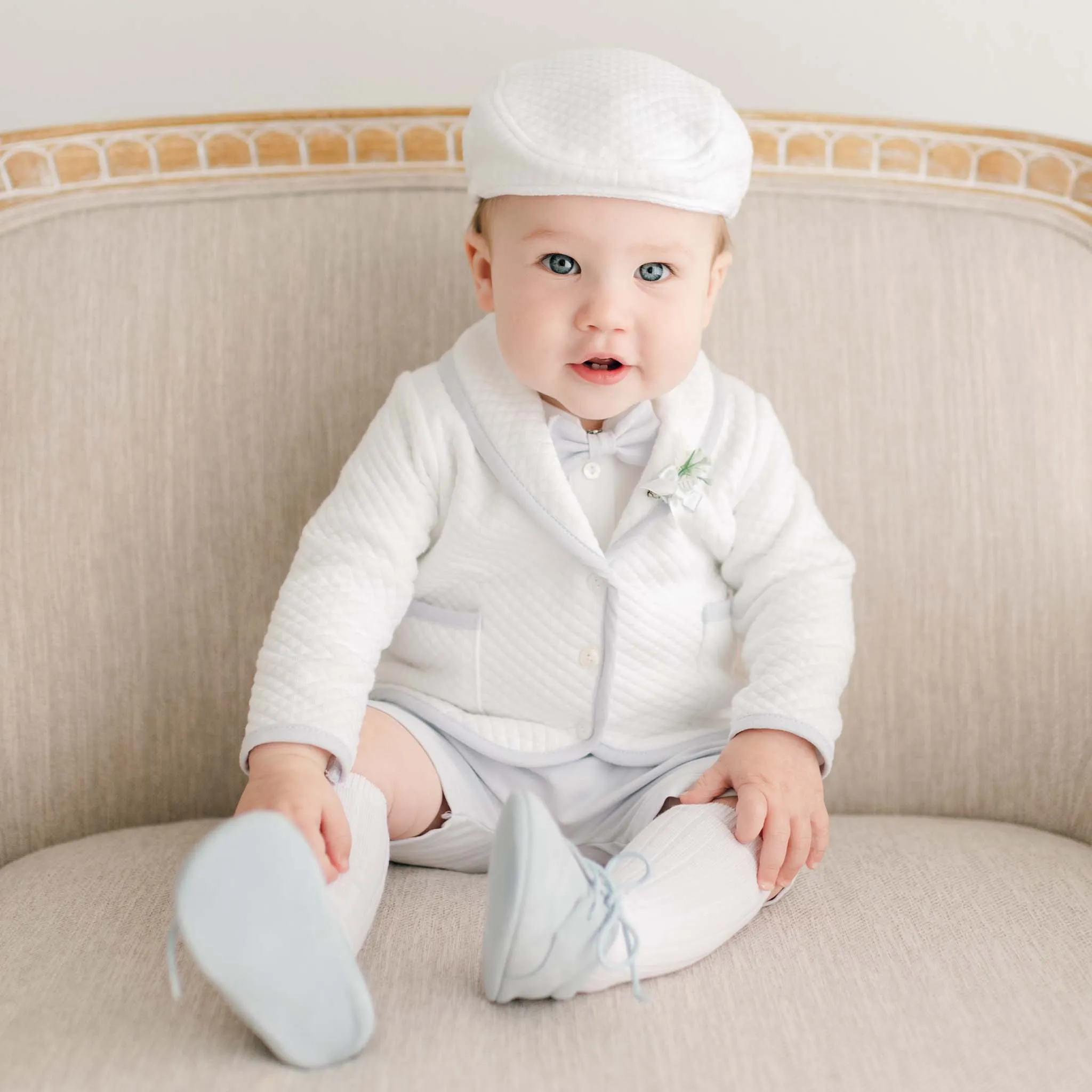 Harrison Christening Shorts Suit | Quilted Cotton