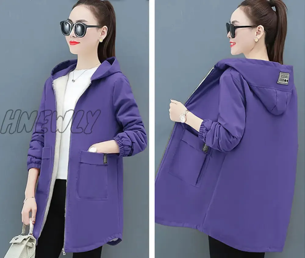 Hnewly Women Winter Coat New Korean Large Size Loose Hooded Jacket Autumn Casual Plus Velvet Female Windbreaker Plus Size 6XL Y562