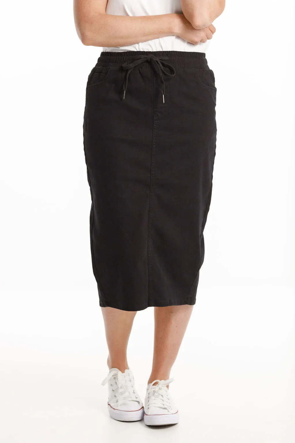 Home Lee Denim Midi Skirt Jet Black