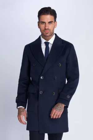 Hunter Double Breasted Navy Wool Coat