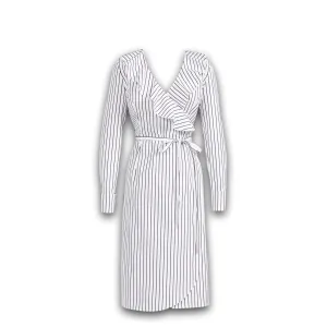 J. Peterman Women's Long Sleeve Ruffle Wrap Dress