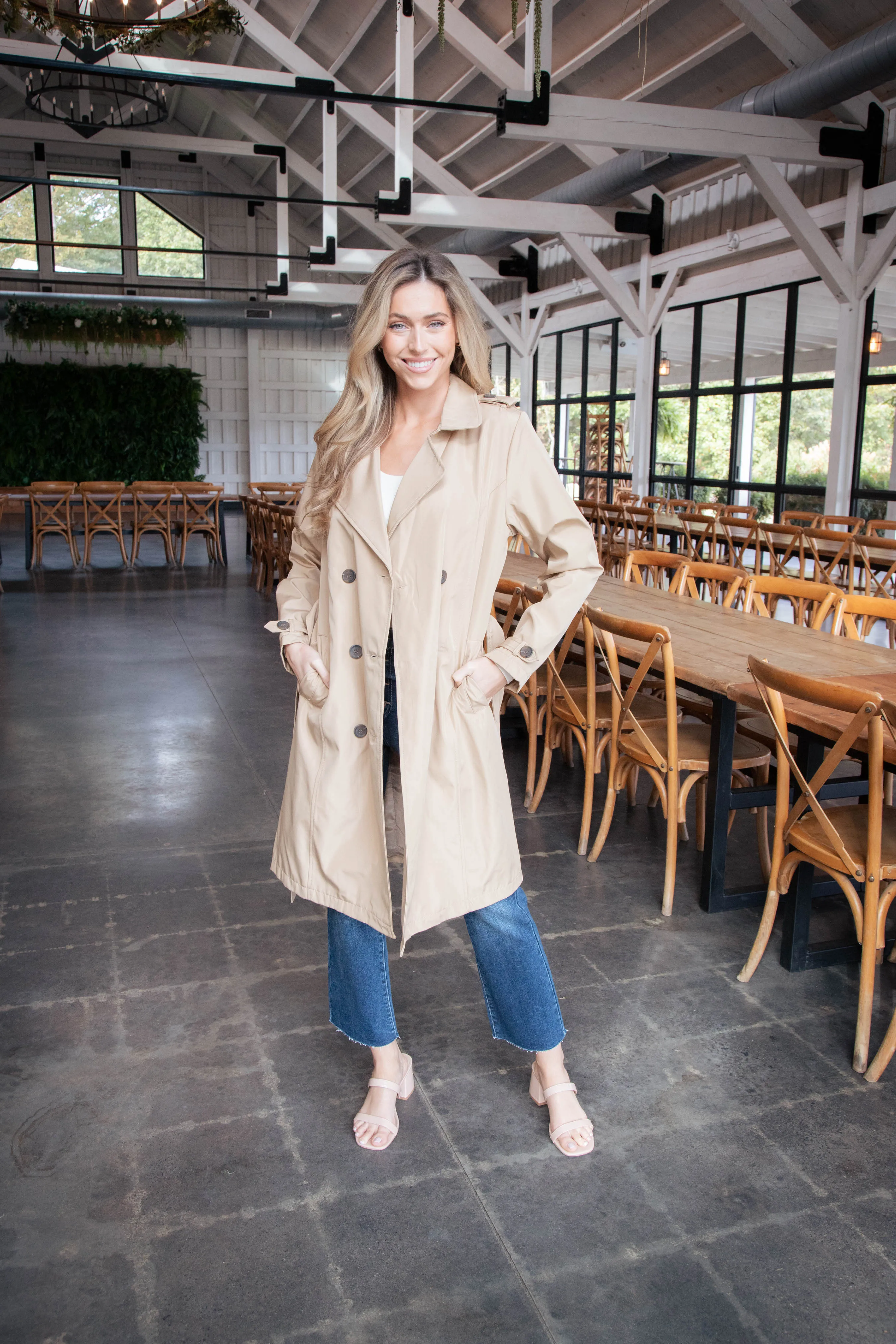 Janice Long Solid Trench Coat, Light Tan