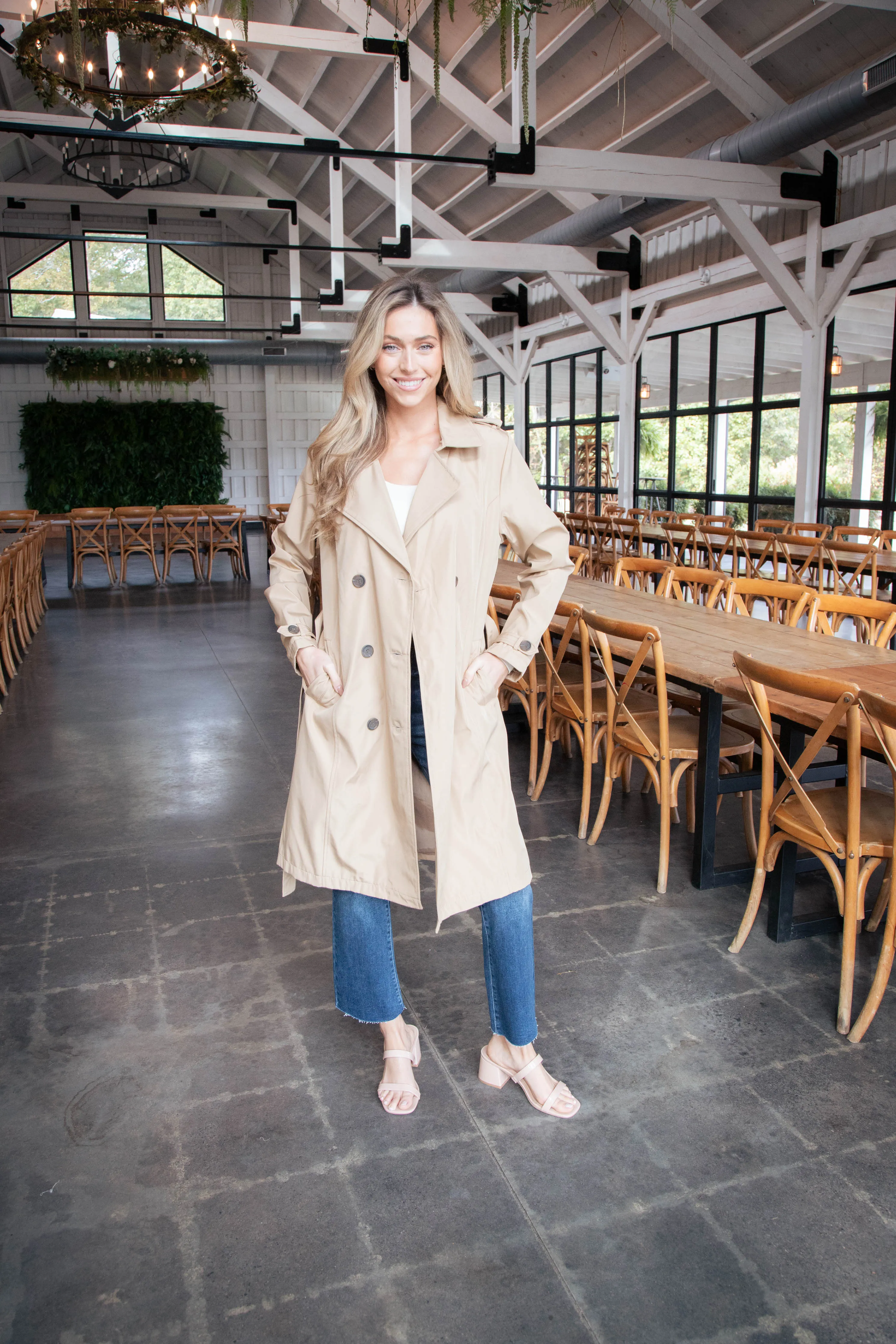 Janice Long Solid Trench Coat, Light Tan