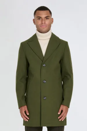 Josh Wool Melton Overcoat in Khaki