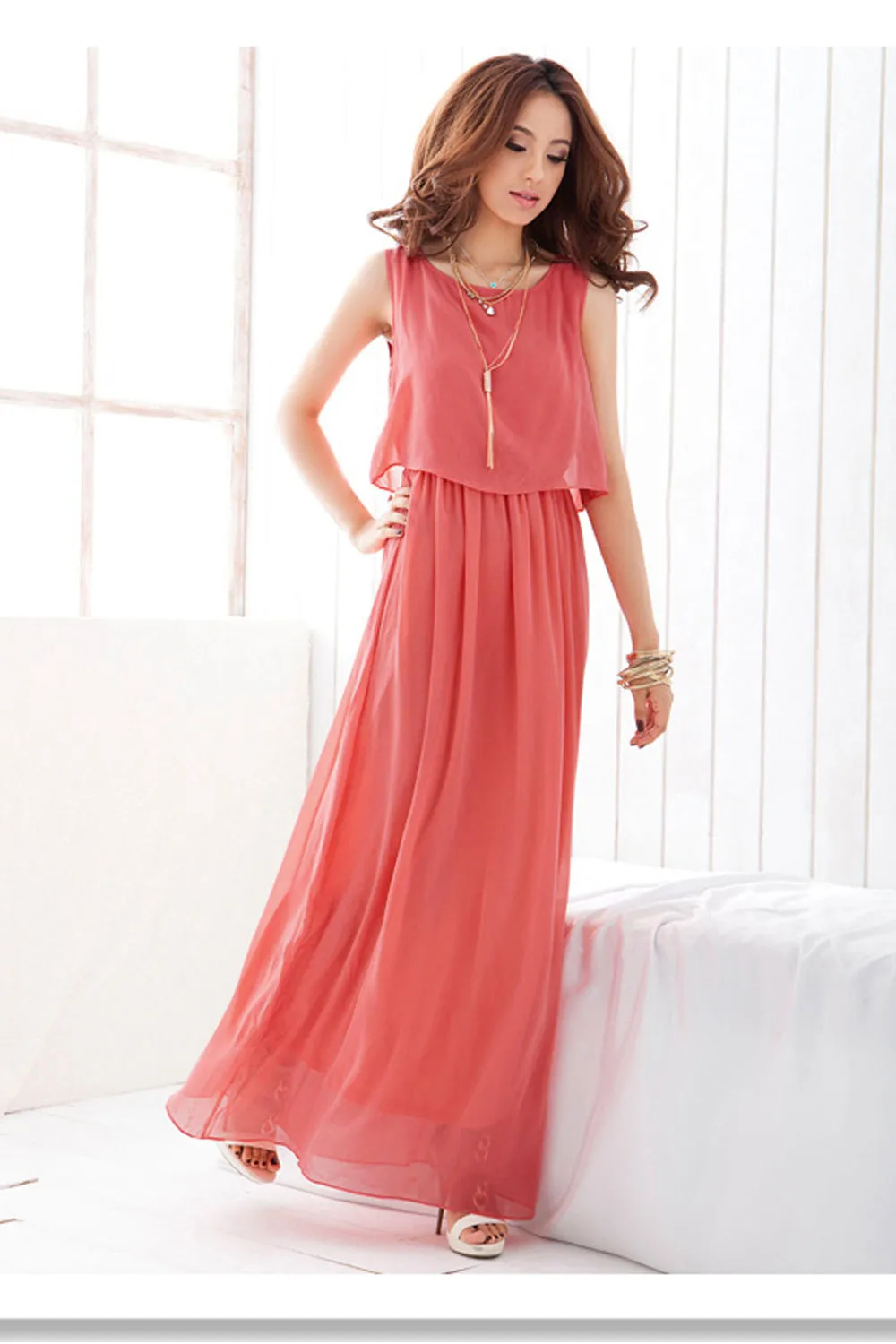 Ketty More Women Long Skirt Loose Blouse Beach Dress Watermelon-KMWD263