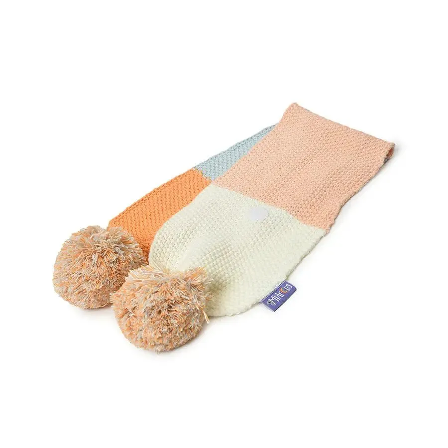 Kids Knitted Scarf With Pom-Pom