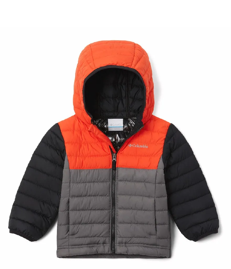 KID'S POWDER LITE BOYS HOODED JACKET - CITY GREY, RED