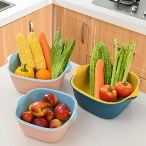 Kitchen Bowl Plastic Washing Bowl and Strainer Drainer Basket For Home & Kitchen Use