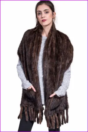 Knitted Mink Fur Scarves with Tassels DO629