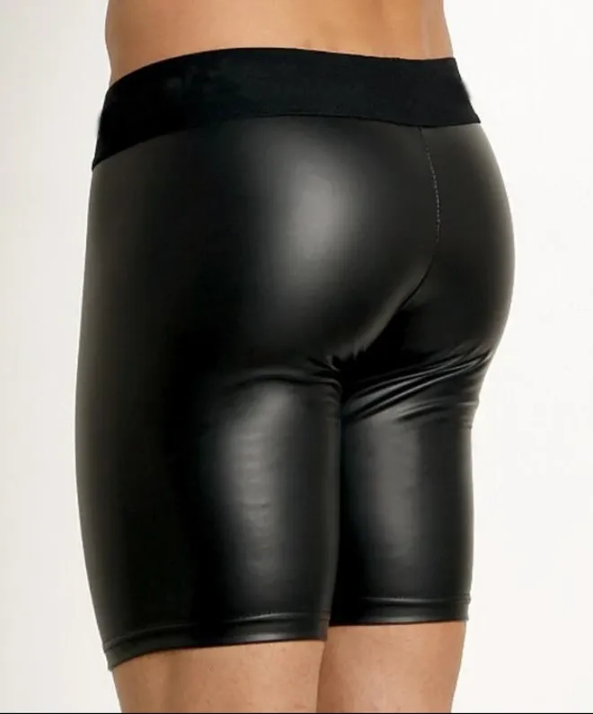 Leather Sexy Solid Black Short Men Boxer