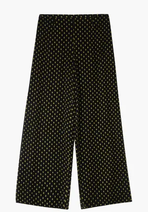 Leon Wide Leg Gold Spot Trousers In Black