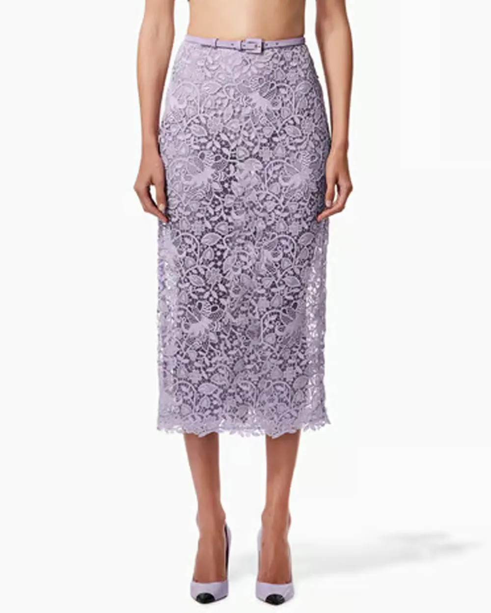 Lilac Lace Midi Skirt