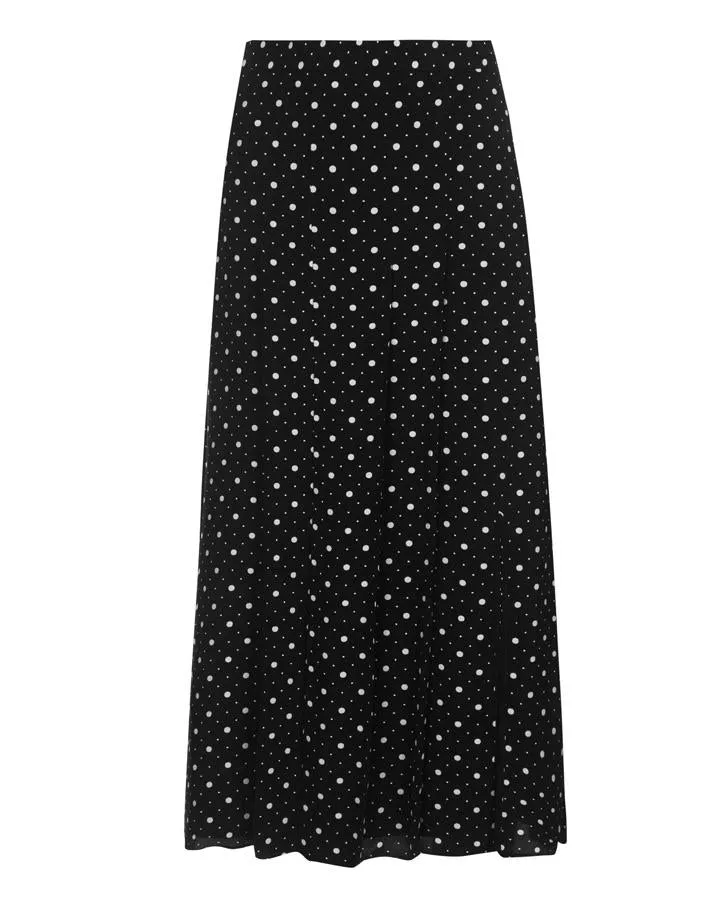 Long Oxford Spot Pleated Skirt