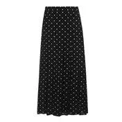 Long Oxford Spot Pleated Skirt