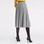 Long Pleated Checked Skirt