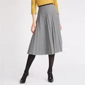 Long Pleated Checked Skirt