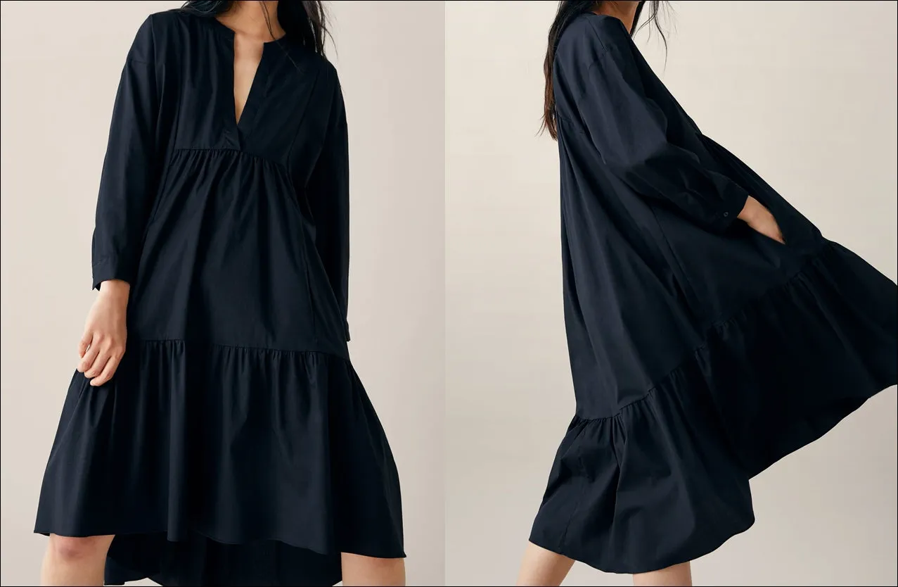 LONG POPLIN DRESS / Asymmetric Hem