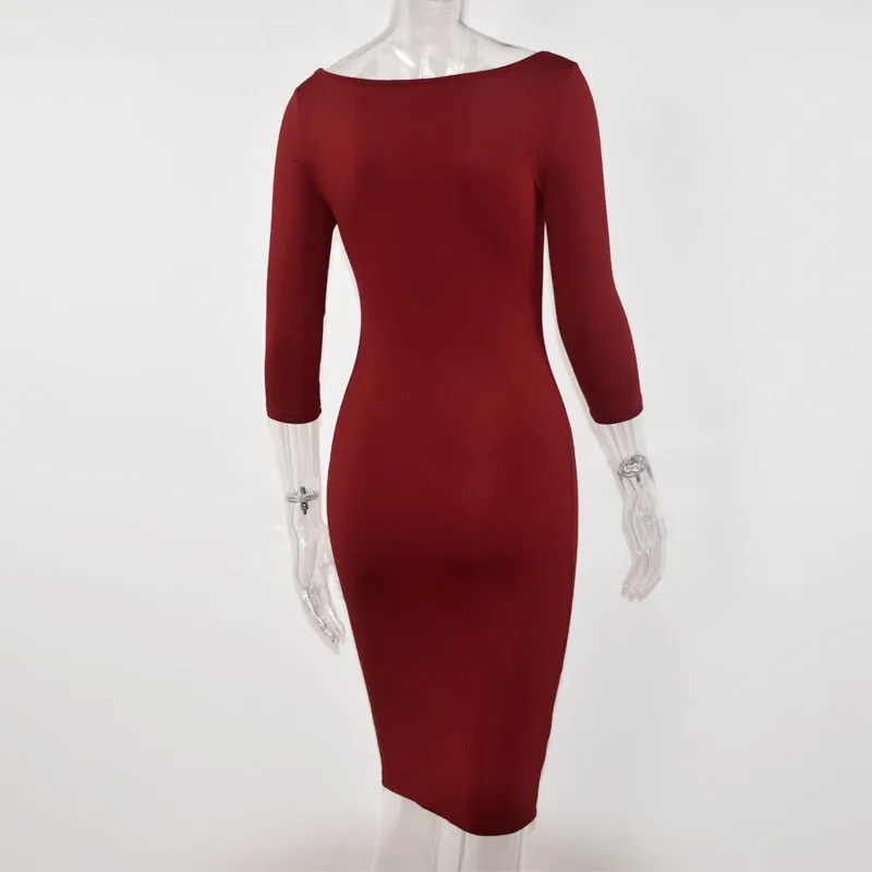 Lossky Women Sexy Club Low Cut Bodycon Dress Red Velvet Sheath 2022 Burgundy Fashion Black Pure Spring pencil dresses for office