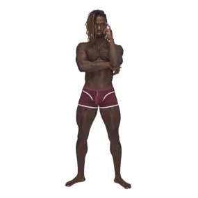 Male Power Sport Mesh Mini Short Burgundy