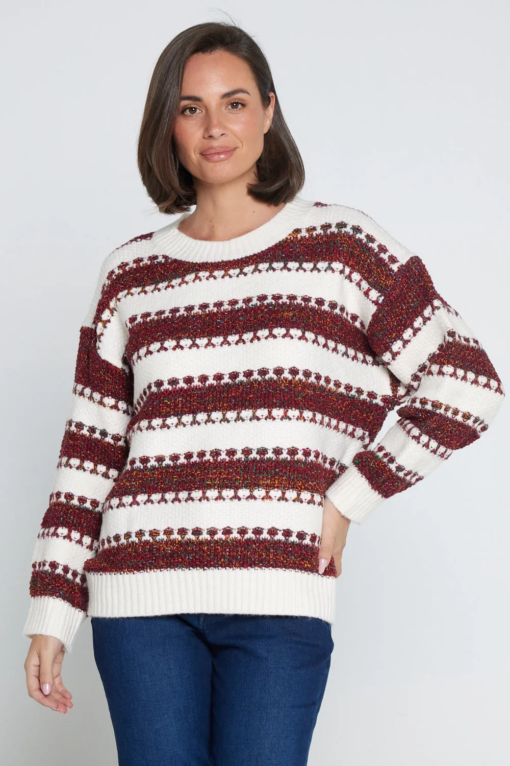 Mali Jumper  - Cream/Burgundy